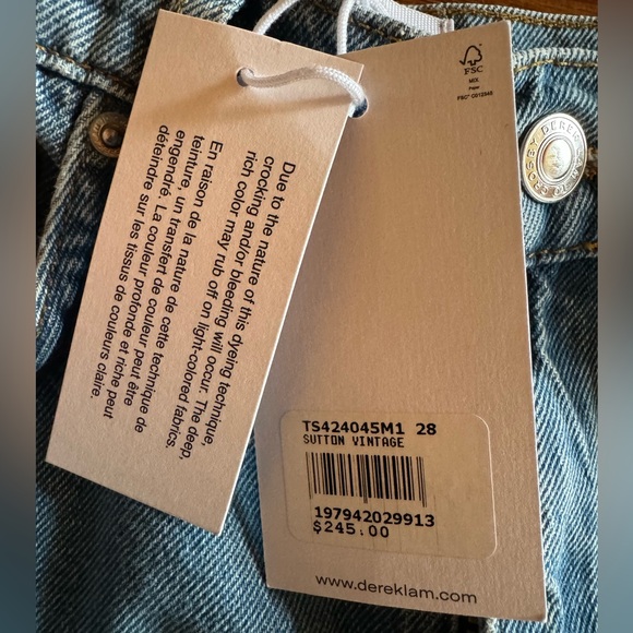 Derek Lam 10 Crosby denim skirt vintage med wash blue front back slit sz 28 NWT - Picture 6 of 6